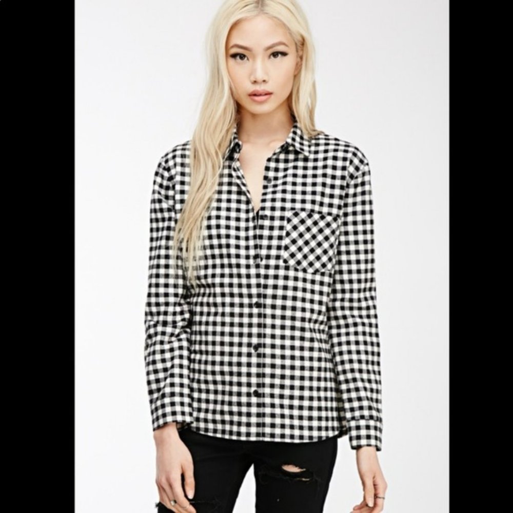 Old Navy Classic Flannel Shirt - XXL tall, black & white gingham